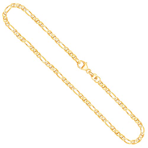 EDELIND Goldkette Herren Damen Echtgold 2.5 mm, Panzerstegkette 585 aus Gelbgold, Kette Gold mit Stempel, Halskette mit Karabinerverschluss, Länge 55 cm, Gewicht ca. 5.7 g, Made in Germany von EDELIND