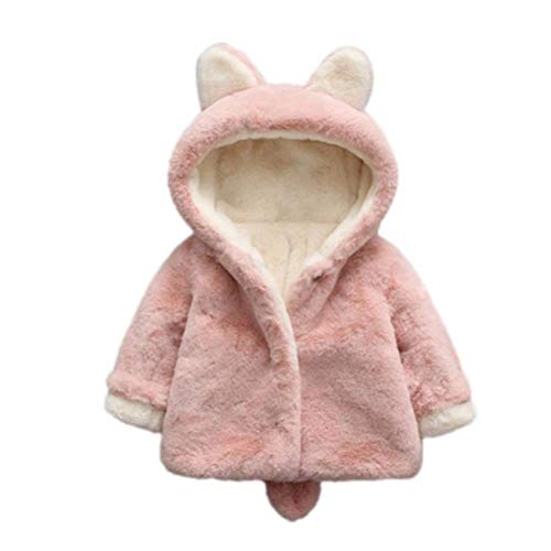 EDOTON Baby Kleinkind Mädchen Faux Pelz Mantel Winterjacke Kinderjacken Warm Winter Jacken Dicke Kleidung Oberbekleidung (0-6 Monate, Rosa) von EDOTON