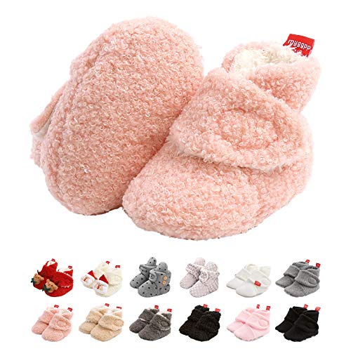 EDOTON Unisex-Baby Neugeborenes Fleece Booties, Schneestiefel Weiche Sohlen Streifen Bootie Kleinkind Stiefel Niedlich Stiefel Socke Einstellbar von EDOTON