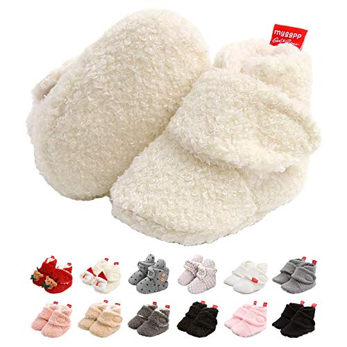 EDOTON Unisex-Baby Neugeborenes Fleece Booties, Schneestiefel Weiche Sohlen Streifen Bootie Kleinkind Stiefel Niedlich Stiefel Socke Einstellbar von EDOTON