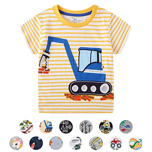 Unisex Baby T-Shirt Baumwolle Süß Karikatur Tier Muster Tops für 1-7 Jahre Alt (1-2 Jahre, F Gelb Streifen) von EDOTON