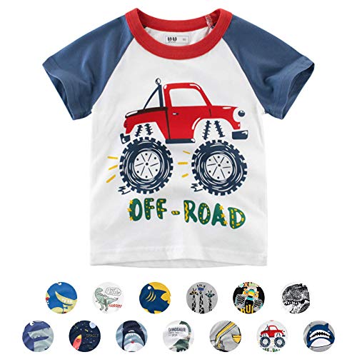 Unisex Baby T-Shirt Baumwolle Süß Karikatur Tier Muster Tops für 1-7 Jahre Alt (5-6 Jahre, D-Blau) von EDOTON