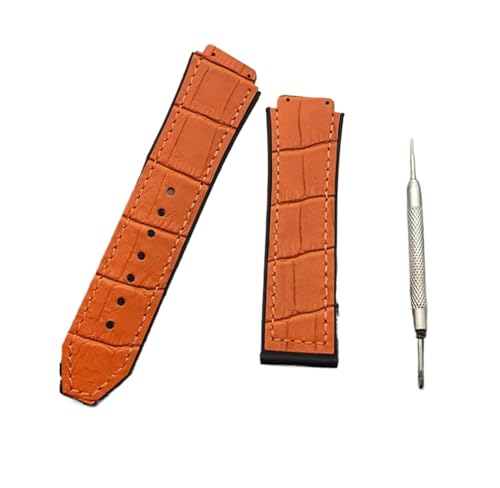 EDVENA 25 mm x 19 mm Leder-/Gummi-Silikon-Armband mit Schmetterlingsschnalle für Hublot-Armband, kompatibel mit Big Bang Belt Classic Fusion Logo, No buckle, Achat von EDVENA