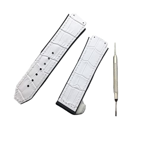 EDVENA 25 mm x 19 mm Leder-/Gummi-Silikon-Armband mit Schmetterlingsschnalle für Hublot-Armband, kompatibel mit Big Bang Belt Classic Fusion Logo, No buckle, Achat von EDVENA