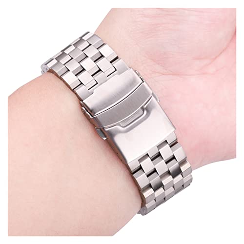 EDVENA Edelstahl Watch Strap Armband 18mm 20mm 22mm 24mm Frauen Männer Massive Metall gebürstet Uhr Band Kompatibel mit Getriebe S3 Uhr Zubehör (Color : Silver, Size : 18mm) von EDVENA