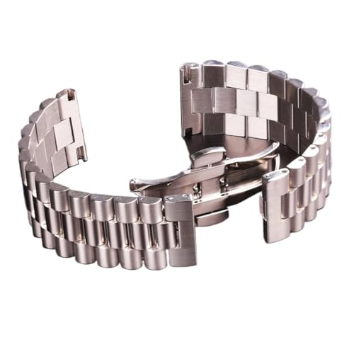 EDVENA Edelstahlarmband 22mm 21mm 20mm 18mm 16mm Massive Metalluhr Herren Damen Silber Uhrenarmbänder Zubehör(16mm) von EDVENA