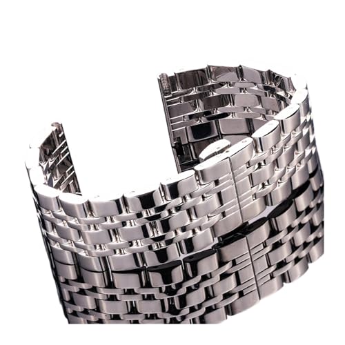 EDVENA Edelstahlarmband Armband Damen Herren Silber Poliertes Massivmetall Uhrenzubehör Armband 18mm 20mm 22mm 24mm (Color : Silver, Size : 24mm) von EDVENA