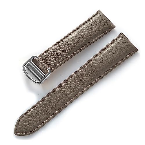 EDVENA Kompatibel Mit Cartier Tank Litchi Grain Soft Leather Leather Strap Herren Damen Faltschnalle Uhrenzubehör (Color : Elephant Grey, Size : 13mm) von EDVENA