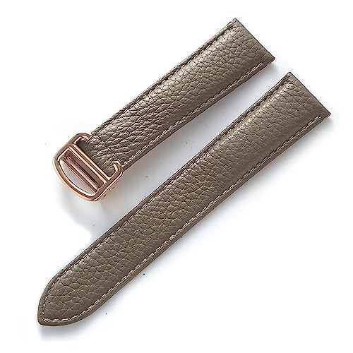 EDVENA Kompatibel Mit Cartier Tank Litchi Grain Soft Leather Leather Strap Herren Damen Faltschnalle Uhrenzubehör (Color : Elephant Grey Rose, Size : 13mm) von EDVENA