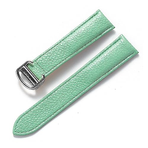 EDVENA Kompatibel Mit Cartier Tank Litchi Grain Soft Leather Leather Strap Herren Damen Faltschnalle Uhrenzubehör (Color : Light blue, Size : 13mm) von EDVENA