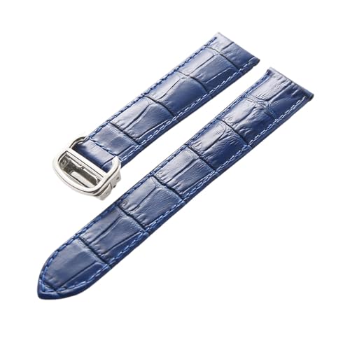 EDVENA Leder-Uhrenarmband, Erste Schicht, Rindsleder, Kompatibles Tank London-Uhrenarmband, Herren- Und Damenarmband-Zubehör (Color : Blue, Size : 14mm) von EDVENA