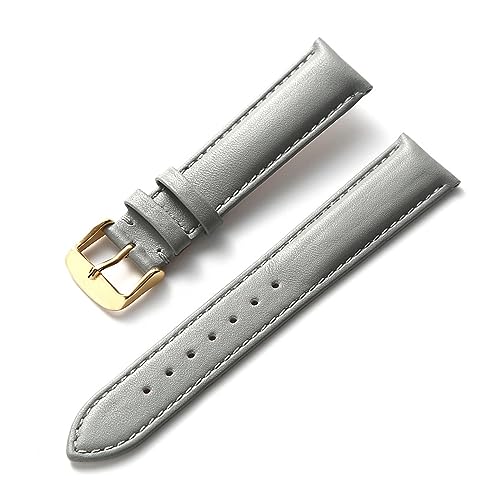 EDVENA Uhren-Lederarmband for Herren und Damen, Business-Armband, Rot, Braun, Blau, 14 mm, 16 mm, 18 mm, 20 mm, 22 mm, 24 mm, Leder-Uhrenzubehör (Color : Grey gold buckle, Size : 13mm) von EDVENA