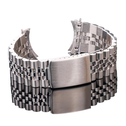 EDVENA Uhrenarmband Aus Edelstahl, 18 Mm, 20 Mm, 22 Mm, Gebogenes Ende, Uhrenarmbänder, Damen, Herren, Silber, Metall, Uhrenzubehör(Size:18mm) von EDVENA