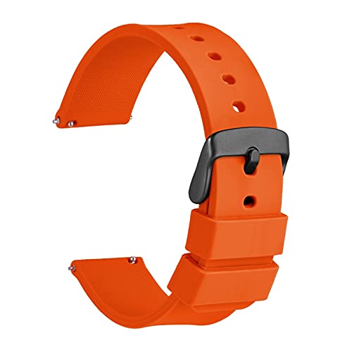 EDVENA Uhrenband 14mm 18mm 20mm 22mm 24mm Silikon Sport Watch Strap Herren Frauen Replementband Gummi Armband Edelstahlschnalle(Color:Orange,Size:16mm) von EDVENA