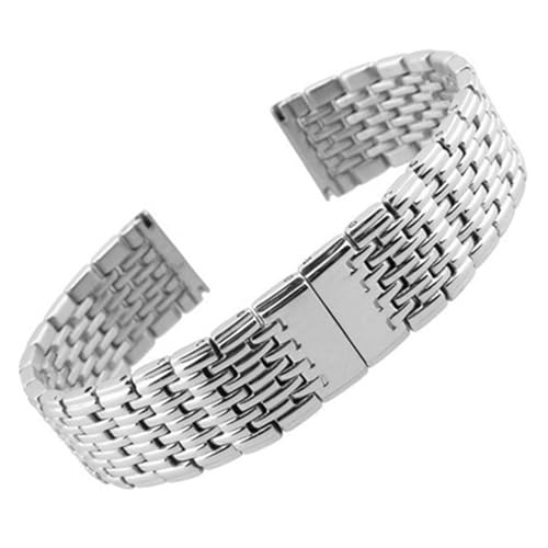 EDVENA Uhrenzubehör Professionell Kompatibel Mit Longines L4 Serie Damen Herren Armband Massives Edelstahlarmband Dicke 13 18 20 22mm (Color : Silver, Size : 13mm with L0G0) von EDVENA