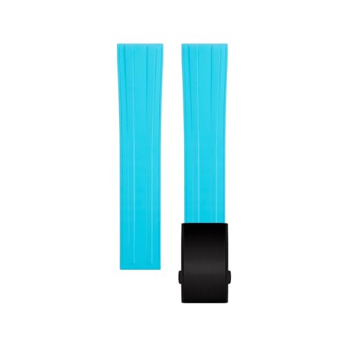 EEOMOiK 20mm Fluororubber Armband Straps Für Tissot T122 Carson Zhenme 1853 Männer Frauen T122410a T122407A T122207A Handgelenk Strap (Color : Light Blue Black Buckle, Size : 21mm) von EEOMOiK