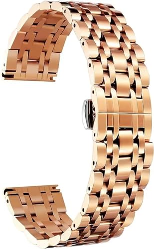 EEOMOiK 316L Edelstahl-Uhrenarmband, hochwertiges Ersatz-Uhrenarmband, 6 Farben für Damen und Herren, Gold, Silber, Schwarz, Roségold, Goldton(Color:Rose Gold,Size:14mm) von EEOMOiK