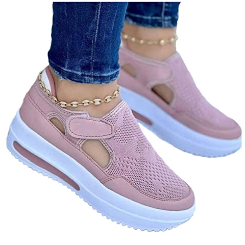 Segeltuchschuhe Damen Trainer, Damen Frühling Turnschuhe Frauen Atmungsaktive Sportschuhe Freizeitschuhe Bequeme Segeltuchschuhe Trainer Mesh Schuhe(Size:40,Color:Rosa) von EEUK