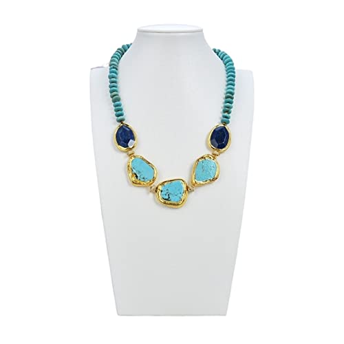 EFDSVUHE Jewelry Natural Nugget Blue Lapis Rondelle Turquoises Slice Choker Halskette 21inch Ethno-Stil for Frauen erfüllen von EFDSVUHE