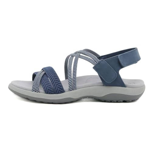 EFLALYHG Damen-Freizeitsandalen, Sportsandalen mit Fußgewölbeunterstützung, bequeme, atmungsaktive Outdoor-Hausschuhe mit runden Zehen und offenen Zehen,Blau,36 von EFLALYHG