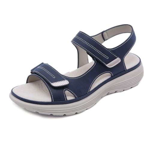 EFLALYHG Damen Sport-Sandalen mit geneigtem Absatz, runder Zehenbereich, offener Zehenbereich, leichte Outdoor-Wanderschuhe, bequeme, atmungsaktive Strand-Watstiefel,Blau,36 von EFLALYHG