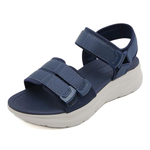 EFLALYHG Damen-Sportsandalen mit Fußgewölbeunterstützung, schräger Absatz, lässige Hausschuhe, offene Zehenpartie, runde Zehenpartie, Strand-Wathose,Blau,36 von EFLALYHG