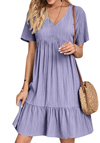EFOFEI Damen Kleid A Linie Swingkleid Sommerkleid Leicht vertikal plissiert Lavendel Lila XL EFOFEI Damen Kleid A Linie Swingkleid Sommerkleid Leicht vertikal plissiert Lavendel Lila XL von EFOFEI