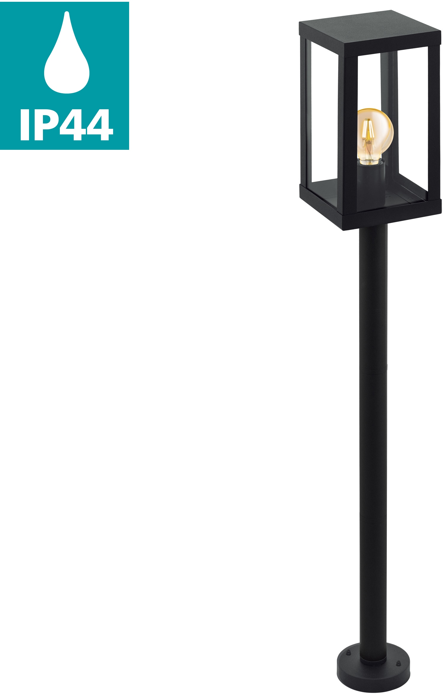 EGLO Außen-Stehlampe "ALAMONTE 1", E27, schwarz / L15 x H101,5 x B15 cm / exkl. 1 x E27 (je max. 60W) - IP44 spritzwassergeschützt - Leuchte - Garten - Eingangsbereich - Vintage - Retro - Rustikal - Stehlampe für Außenbereich - witterungsbeständig von EGLO