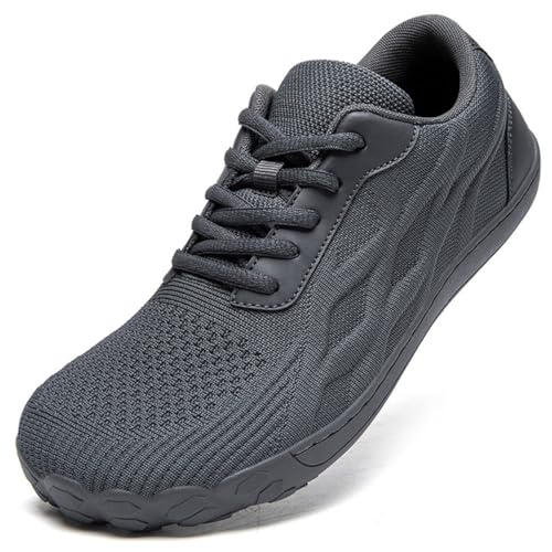 EGMPDA Herren breite Füße Schuhe breite Sportschuhe Bequeme Laufschuhe Sportschuhe Wanderschuhe Fitness Schuhe Off Road Laufschuhe Dunkelgrau 42 EU von EGMPDA