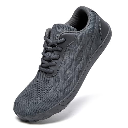 EGMPDA Herren breite Füße Schuhe breite Sportschuhe Bequeme Laufschuhe Sportschuhe Wanderschuhe Fitness Schuhe Off Road Laufschuhe Dunkelgrau 46 EU von EGMPDA