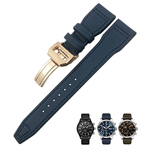 EGSDSE 20 mm, 21 mm, 22 mm, Nylonfaser-Lederarmband, passend für IWC IW377729 IW389001 Big Pilot Watch Grün Blau Schwarz Uhrenarmband, 22 mm, Achat von EGSDSE