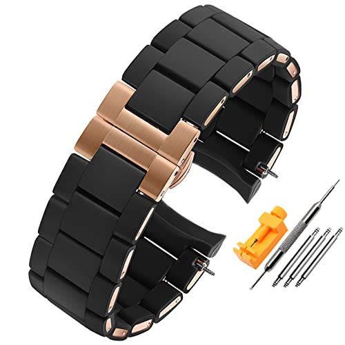 EGSDSE Gummi-Armband, Silikon-Armband, roségoldene Schnalle, für Armani AR5905, AR5906, AR5919, AR5920, 20, 23 mm Uhrenarmband, 20 mm, Achat von EGSDSE