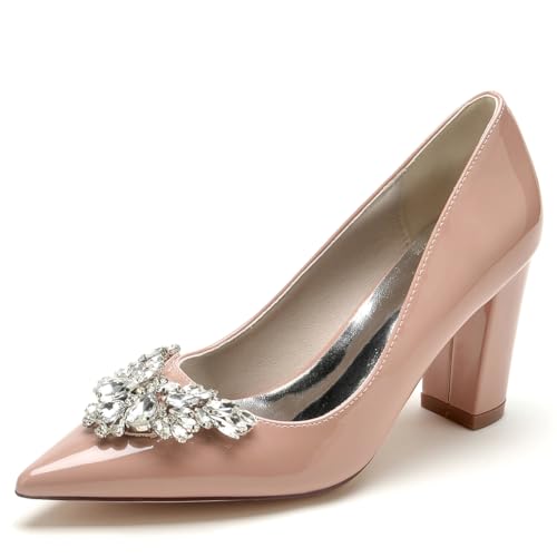 EICOFF Brautschuhe Blockabsatz Damen Spitze Zehen Kristall Pumps Slip Auf Patent Leather Hochzeitsschuhe Kleid Abend Party Absatzschuhe,Nude pink,36 EU EICOFF Brautschuhe Blockabsatz Damen Spitze Zehen Kristall Pumps Slip Auf Patent Leather Hochzeitsschuhe Kleid Abend Party Absatzschuhe,Nude pink,36 EU von EICOFF