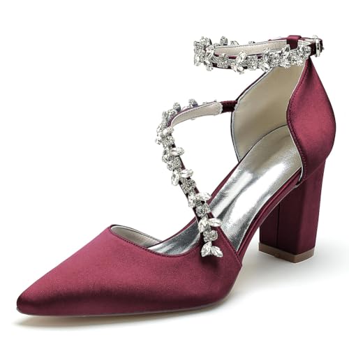 EICOFF Brautschuhe Ivory Hochzeitsschuhe Damen Blockabsatz Geschlossene Pumps Knöchelriemen Absatzschuhe Strass Party Kleid Schuhe,Burgundy,39 EU EICOFF Brautschuhe Ivory Hochzeitsschuhe Damen Blockabsatz Geschlossene Pumps Knöchelriemen Absatzschuhe Strass Party Kleid Schuhe,Burgundy,39 EU von EICOFF