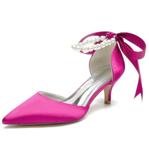 EICOFF Damen Closed Pointed Toe Kitten Heels Pearl Ankle Strap Low Mid Heel Pumps Satin Bridal Wedding Shoes for Party Dress Evening,Rose,43 EU EICOFF Damen Closed Pointed Toe Kitten Heels Pearl Ankle Strap Low Mid Heel Pumps Satin Bridal Wedding Shoes for Party Dress Evening,Rose,43 EU von EICOFF
