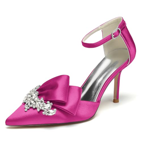 EICOFF Damen Geschlossene Zehe High Heels Brautschuhe für Braut Satin Strass Knöchelriemen Stiletto Brautsandalen Kleid Pumpschuhe,Rose,39 EU EICOFF Damen Geschlossene Zehe High Heels Brautschuhe für Braut Satin Strass Knöchelriemen Stiletto Brautsandalen Kleid Pumpschuhe,Rose,39 EU von EICOFF