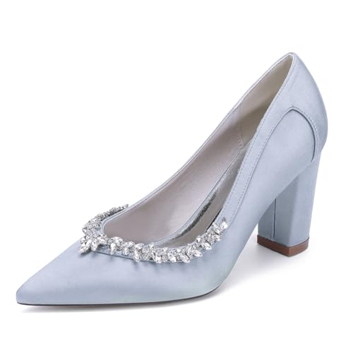 EICOFF Damen High Heels Pumps Geschlossene Zehen Brautschuhe Blockabsatz Satin Strass Slip Auf Sandalen Party Hochzeit Kleid Schuhe,Silber,40 EU EICOFF Damen High Heels Pumps Geschlossene Zehen Brautschuhe Blockabsatz Satin Strass Slip Auf Sandalen Party Hochzeit Kleid Schuhe,Silber,40 EU von EICOFF