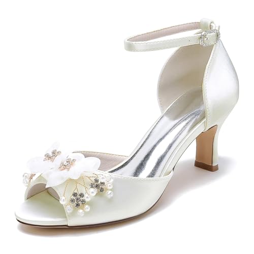 EICOFF Damen Peep Toe Kitten Heels Ladies Low Mid Heels Satin Ankle Strap Bridal Wedding Shoes Crystal Flower Dress Pumps,Elfenbein,38 EU EICOFF Damen Peep Toe Kitten Heels Ladies Low Mid Heels Satin Ankle Strap Bridal Wedding Shoes Crystal Flower Dress Pumps,Elfenbein,38 EU von EICOFF