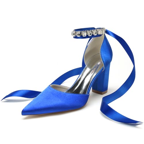 EICOFF Damen Pump High Heels mit Blockabsatz Brautschuhe Spitze Zehen Knöchelriemen Hoher Absatz Abend Party Sandals,Royal Blue,35 EU EICOFF Damen Pump High Heels mit Blockabsatz Brautschuhe Spitze Zehen Knöchelriemen Hoher Absatz Abend Party Sandals,Royal Blue,35 EU von EICOFF