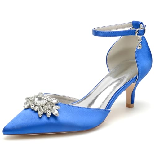 EICOFF Damen Rhinestone Kitten Heel Pumps Ladies Pointed Closed Toe Court Shoes Ankle Strap Bridal Wedding Shoes for Dress Evening Party,Royal Blue,36 EU EICOFF Damen Rhinestone Kitten Heel Pumps Ladies Pointed Closed Toe Court Shoes Ankle Strap Bridal Wedding Shoes for Dress Evening Party,Royal Blue,36 EU von EICOFF