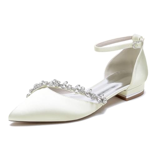 EICOFF Flache Hochzeit Brautschuhe Damen Pumps mit Niedriger Absatz Geschlossene Zehe Knöchelriemen Ballerinas Strass Party Kleid Schuhe,Elfenbein,36 EU EICOFF Flache Hochzeit Brautschuhe Damen Pumps mit Niedriger Absatz Geschlossene Zehe Knöchelriemen Ballerinas Strass Party Kleid Schuhe,Elfenbein,36 EU von EICOFF