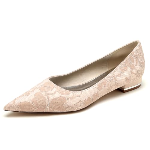 EICOFF Hochzeitsschuhe Flache Damen Pumps mit Spitze Blume Frauen Geschlossene Zehen Niedriger Absatz Slip Auf Ballerinas Brautschuhe,Champagne,43 EU EICOFF Hochzeitsschuhe Flache Damen Pumps mit Spitze Blume Frauen Geschlossene Zehen Niedriger Absatz Slip Auf Ballerinas Brautschuhe,Champagne,43 EU von EICOFF