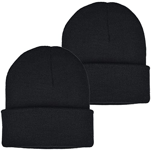 EINSKEY Strickmütze Herren Damen Leichte Watch Cap Dünne Übergangsmütze Beanie Mützen für Fahrradfahren, Chemo, Laufen - 2er Pack von EINSKEY