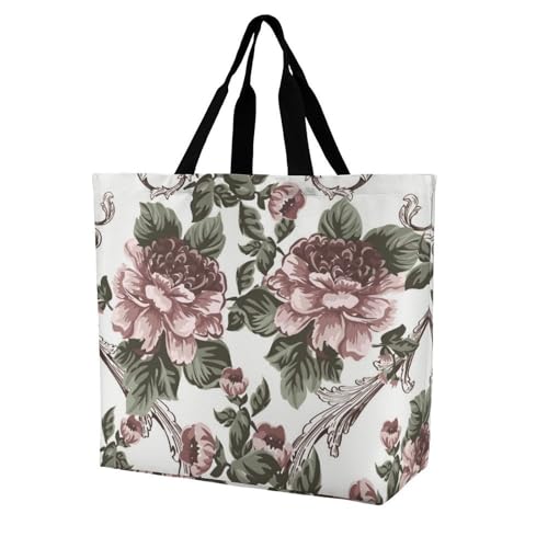 EJFICAHG Handtaschen Für Frauen Blumen Muster Einkaufstasche Polyester Tote Bag Satchel Bags EJFICAHG Handtaschen Für Frauen Blumen Muster Einkaufstasche Polyester Tote Bag Satchel Bags von EJFICAHG