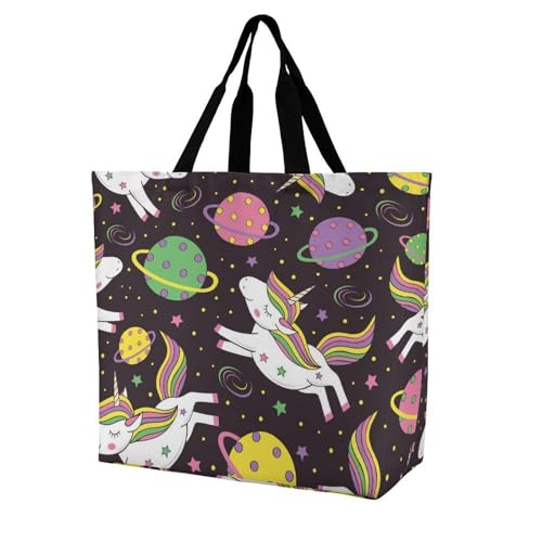 EJFICAHG Handtaschen Für Frauen Einhorn Und Planeten Muster Einkaufstasche Polyester Tote Bag Satchel Bags EJFICAHG Handtaschen Für Frauen Einhorn Und Planeten Muster Einkaufstasche Polyester Tote Bag Satchel Bags von EJFICAHG