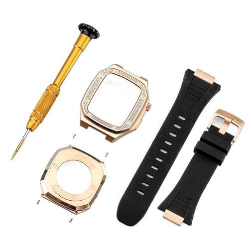 EKINS Ersatzarmband für Apple Watch 44 mm, 45 mm, 9, 8, 7, 6, 5, 4, SE, Edelstahl, integriertes Uhrengehäuse, Metallarmband, Modifikationsset, 44MM, Achat von EKINS