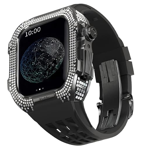 EKINS Gehäuse aus Titanlegierung und Gummiband, Mod-Kit, für Apple Watch Serie 8, 7, 45 mm Serie, Ersatz-Uhrenarmband, Zubehör, 45 mm, Achat von EKINS