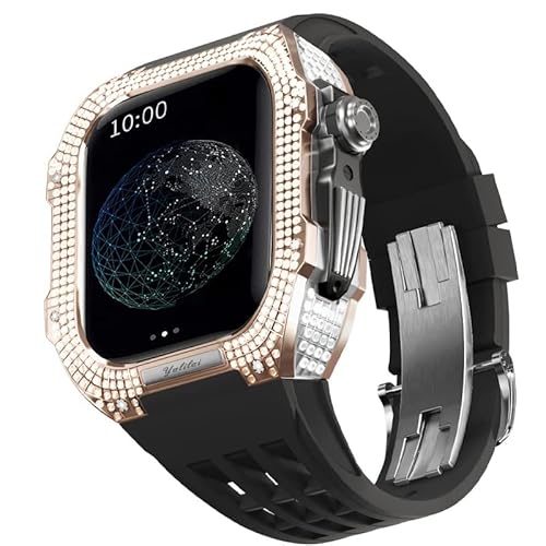 EKINS Gehäuse aus Titanlegierung und Gummiband, Mod-Kit, für Apple Watch Serie 8, 7, 45 mm Serie, Ersatz-Uhrenarmband, Zubehör, 45 mm, Achat von EKINS