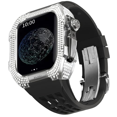 EKINS Gehäuse aus Titanlegierung und Gummiband, Mod-Kit, für Apple Watch Serie 8, 7, 45 mm Serie, Ersatz-Uhrenarmband, Zubehör, 45 mm, Achat von EKINS