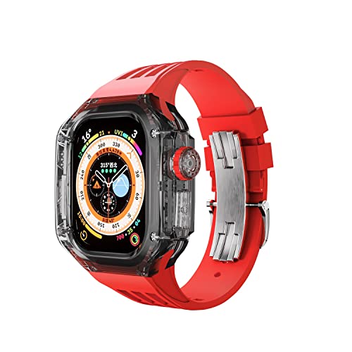 EKINS Luxuriöses Fluorkautschuk-Sportuhrarmband für Apple Watch Ultra 49 mm, Modifikationsset, 49 mm, Serie 8, transparentes Gehäuseband, 49 mm, Achat von EKINS